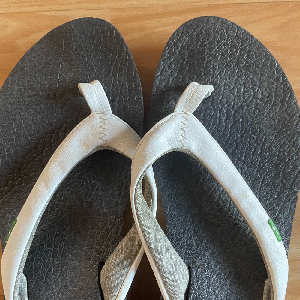 Ladies Sanuk Yoga Mat Wedge Flip Flops - Sz 8 - Picture 2 of 9